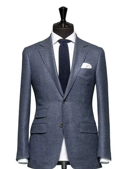 This pinstripe single breasted blazer is a timeless piece of formal wear. I ensure the structure is perfect, giving you a sharp and professional silhouette.