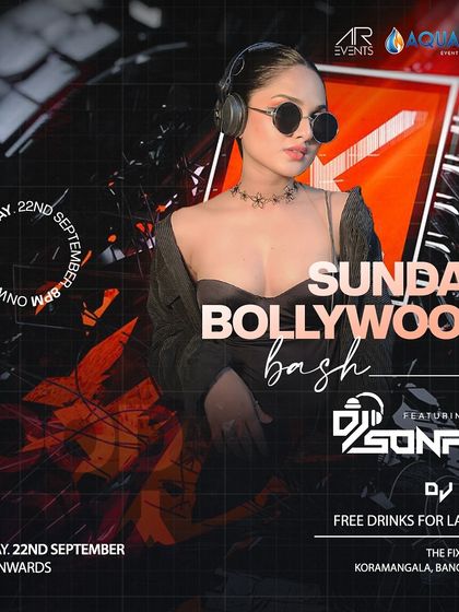 A flyer for a Sunday Bollywood Bash, where I played alongside DJ Sonal.