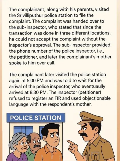 This image illustrates the facts of the case where a police inspector refused to register an FIR and used objectionable language. The Supreme Court's decision to penalize this behavior reinforces the rule of law and protects citizens from abuse of power.