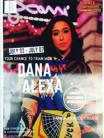 This poster details our Summer Intensive program featuring Dana Alexa. These multi-day workshops are designed for a deep dive into technique and choreography.