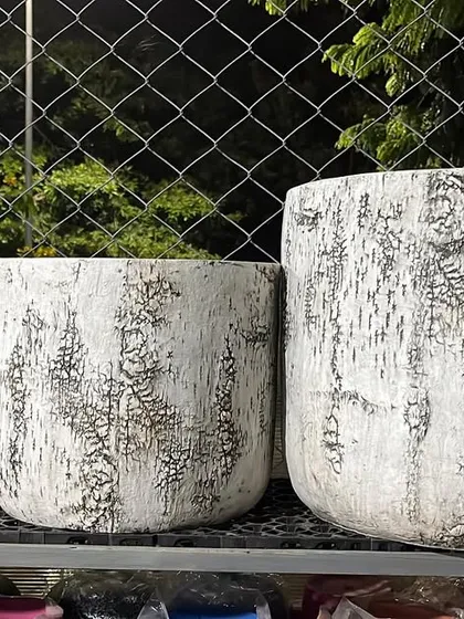 A look at our cement pots with a rustic, weathered finish, available at our GKVK Road branch in North Bangalore.