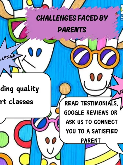 One challenge parents face is finding quality art classes. We encourage you to read our testimonials and Google reviews, or we can even connect you with a satisfied parent.