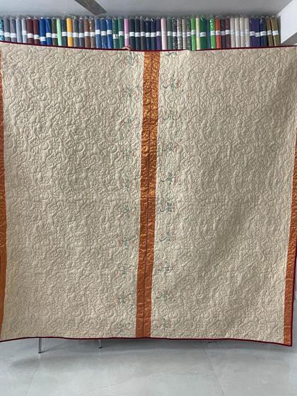 The reverse side of the fish-print saree quilt.