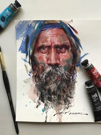 A quick watercolour study sketch of a man's face, created using Supervision watercolours. These exercises help keep my skills sharp.