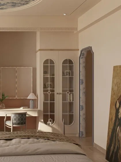 This angle highlights the interplay of light and shadow, and how the arched doorway frames the view into the next space, adding depth and intrigue to the design.