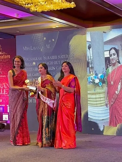 A proud moment, receiving the award on stage at the BWBA 2023 Grand Finale. This recognition fuels my passion to continue creating authentic, natural skincare.