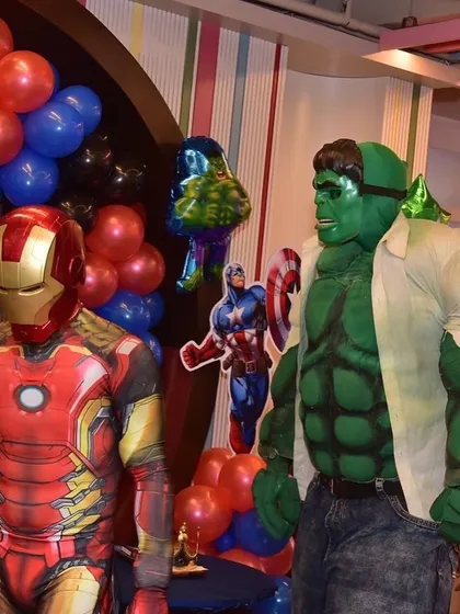 Even the mighty Hulk and Iron Man take time to pose for a photo! Our superhero mascots are perfect for creating an epic and memorable experience for your little Avengers.