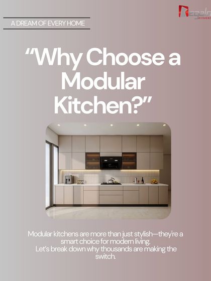 "Why Choose a Modular Kitchen?" This graphic begins to explain the benefits of modular kitchens, positioning them as a smart choice for modern living.