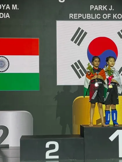 Mishty Pandya on the podium with her silver medal at the GAMMA World Championship. A proud moment for her, for FCC, and for India.