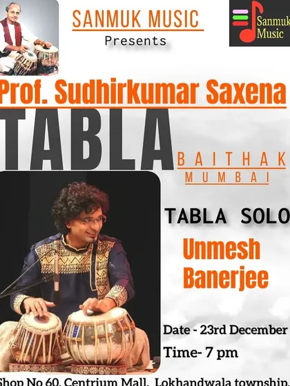 A poster for an upcoming tabla solo baithak in Mumbai. I look forward to these intimate concerts where I can connect closely with hardcore tabla lovers.