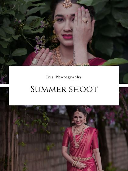Another creative collage from the pink saree summer shoot, playing with poses and composition to create a dynamic and engaging set of images.