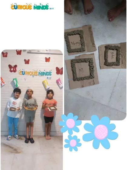 Here are some of our students proudly displaying the beautiful clay photo frames they created. It’s a wonderful project that combines sculpting with personalization.