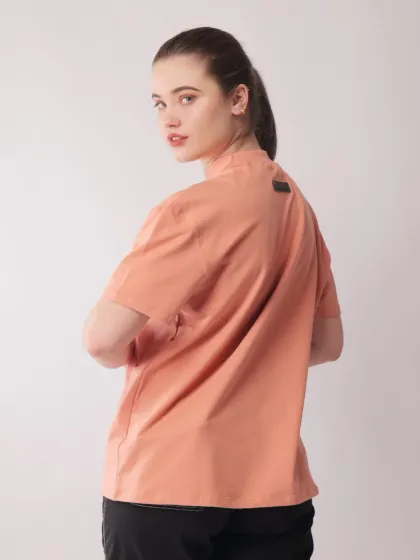 A view of the back of the t-shirt, an essential shot for e-commerce to show all angles of the product.