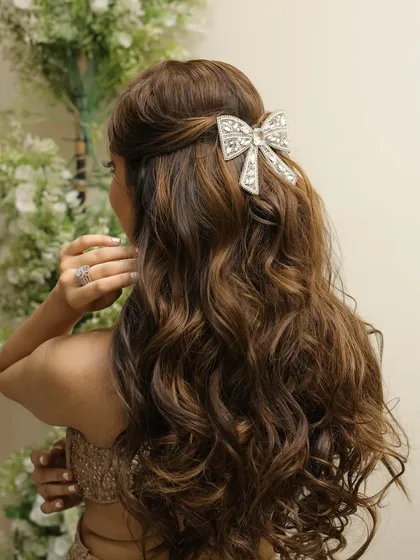 Another angle of this gorgeous hairstyle, perfect for a cocktail party or reception.
