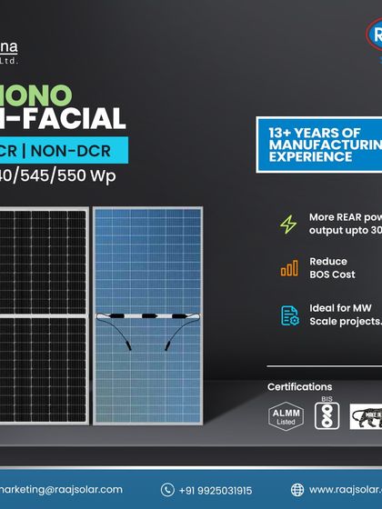 Raaj Solar - Utility-Scale & Industrial Solar Projects Our Advanced Solar Modules photo 26