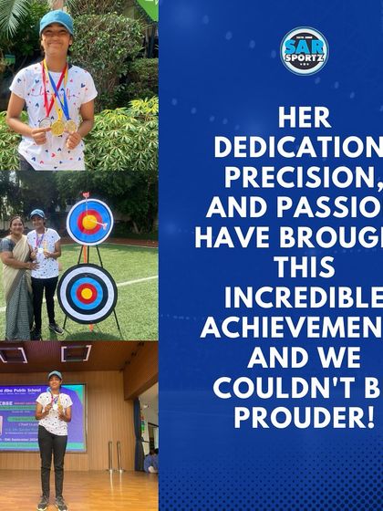 A collage celebrating the dedication, precision, and passion of our archery champion, Jagriti Bansal. We couldn't be prouder.