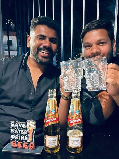 The champions of our Beer Pong tournament showing off their prizes. A well-deserved win after a thrilling comeback.