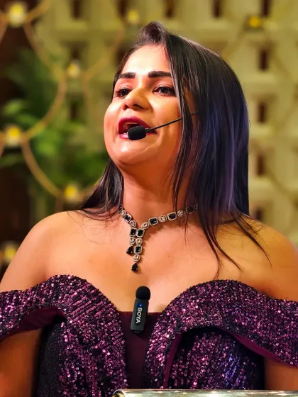 A close-up shot from a Diwali event. Even while working on a festival, I bring my full energy and festive spirit to the stage.