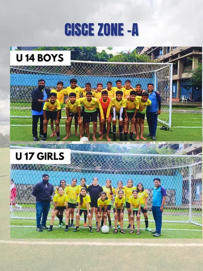 We are proud to foster talent in both boys' and girls' football. This image from the CISCE Zone-A tournament highlights our U14 boys' and U17 girls' teams, demonstrating our commitment to providing equal opportunities and expert coaching for all athletes.