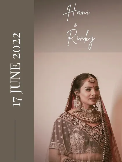 A soft and elegant portrait of the bride in her beautiful wedding lehenga and jewelry, capturing a moment of quiet reflection.
