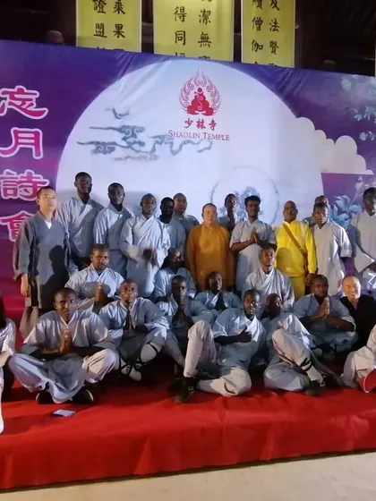 With fellow disciples at the Shaolin Temple. The journey of martial arts is a shared one, built on a community of practice and respect for the masters who came before us.