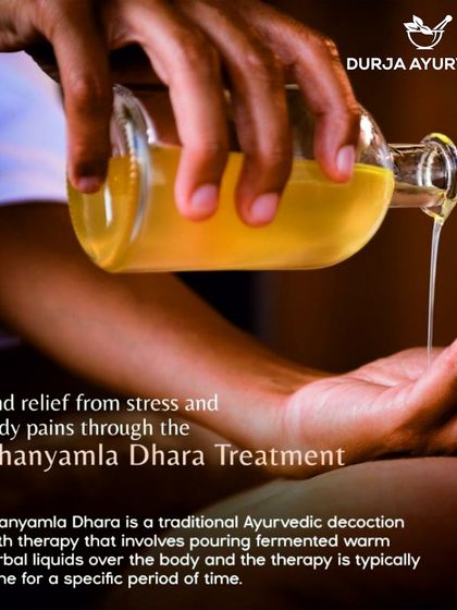 Find relief from stress and body pains with Dhanyamla Dhara. This traditional decoction bath therapy enhances blood circulation, rejuvenates the body, boosts immunity, and improves skin complexion.