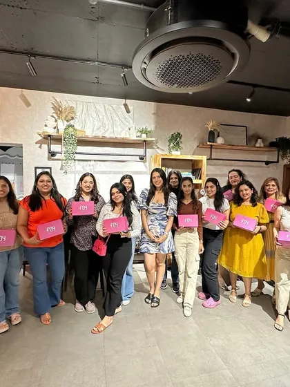 A happy group photo from my personal grooming masterclass in Pune! It was a day filled with girl talk, makeup tips, and lots of laughter. I love seeing everyone connect and learn together.