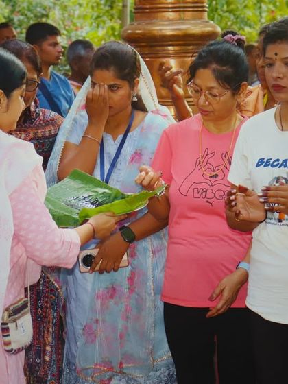 Our team members participating in a traditional ceremony at the Vivekananda Kendra during the yoga conference. These cultural experiences enrich our understanding of the spiritual roots of yoga.