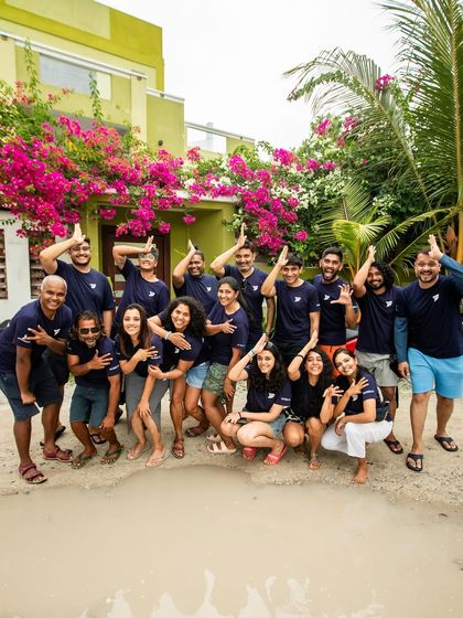 The full Fuvamulah crew posing for a final photo. It's always tough to leave, but we know we'll dive together again.