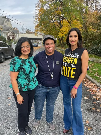 Activism is central to my work. Here I am with Meena Harris and Padma Lakshmi in Philadelphia, canvassing and using my Punjabi to get out the vote. It’s about showing up for our communities in every way possible.