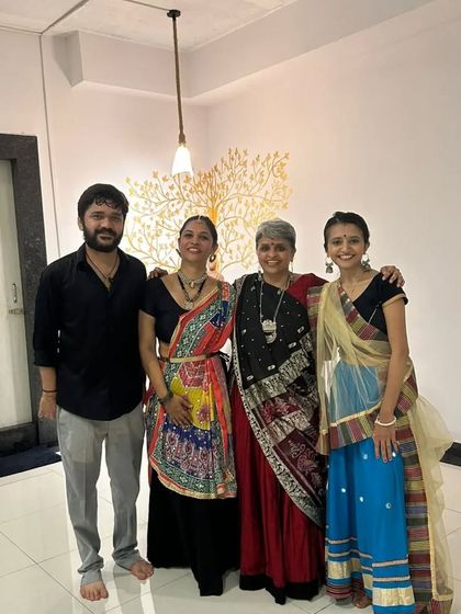Posing with friends during our Navratri event. It's moments like these, filled with laughter and togetherness, that make our community so special.