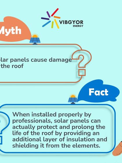 Myth: Solar panels cause damage to the roof. Fact: When installed properly by professionals, solar panels actually protect and prolong the life of the roof by shielding it from the elements.