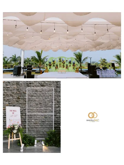 The decor details from the carnival-themed wedding, including the love lock wall where guests left messages for the couple.