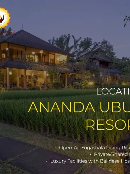 This is the tranquil setting for our Bali Yoga Teacher Training, the Ananda Ubud Resort. Imagine practicing in an open-air yogashala facing lush rice fields, with luxury facilities and warm Balinese hospitality creating the perfect environment for deep learning and self-discovery.