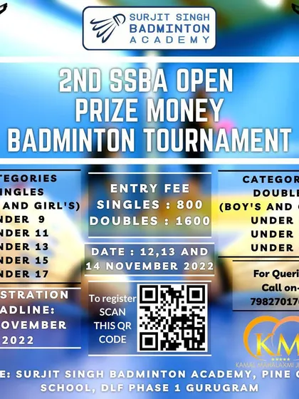 Your next challenge is here. This poster has all the details for our upcoming Open Prize Money Badminton Tournament. Find your category, check the dates, and get ready to compete.