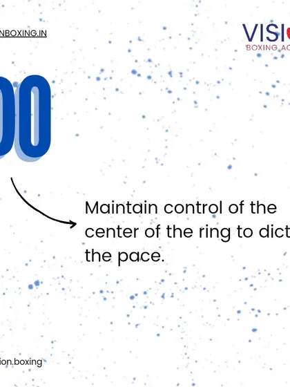 A dominant fighter controls the center of the ring. From this position, you can dictate the pace of the fight, cut off your opponent's movement, and maintain offensive pressure.