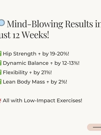 The results in just 12 weeks are mind-blowing: hip strength increased by 19-20%, dynamic balance by 12-13%, and lean body mass by 2%, all with simple, low-impact exercises.