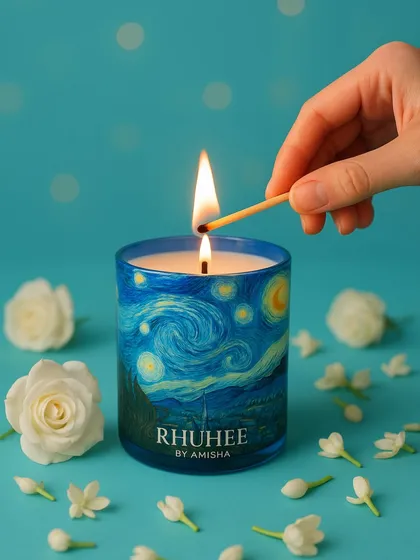 Our Starry Night candles are stealing hearts. We sold over 500 pieces in 2024, and they're still a top seller. This artistic candle is a beautiful addition to any room.