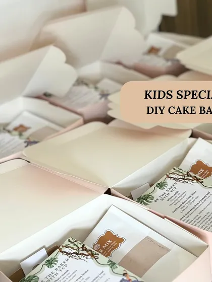 Gearing up for a celebration by packing dozens of my Kids Special DIY Cake Bake kits. I can prepare these for bulk orders, making them perfect for birthday parties or as festive return gifts, like these for Raksha Bandhan.