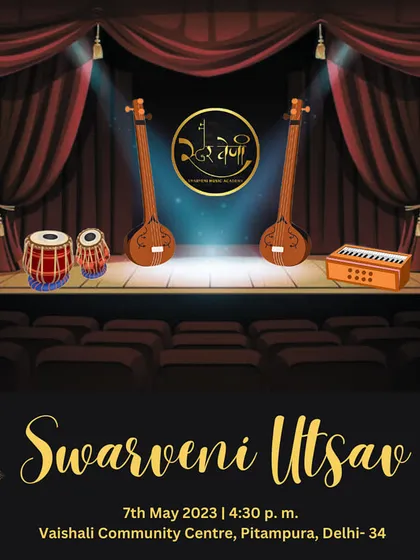 The official announcement for our Swarveni Utsav. This annual event is a much-awaited celebration of music and learning at our academy in Delhi.