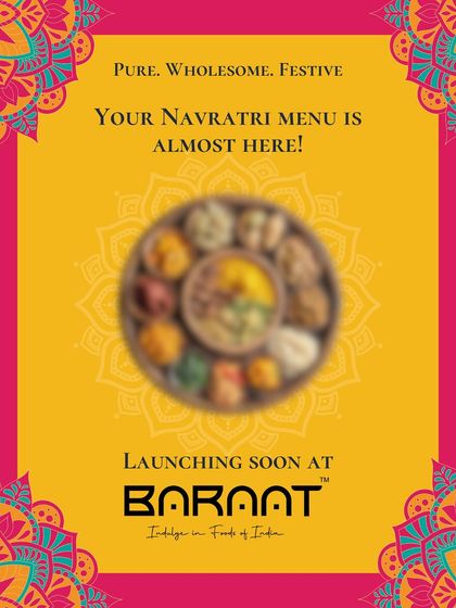The festive wait is almost over. We are excited to announce that our special, pure, and wholesome Navratri menu is launching soon.