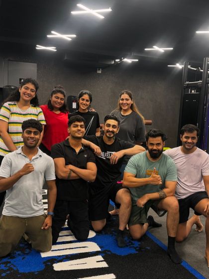 The whole crew together after a tough but rewarding class. This is our fit fam.