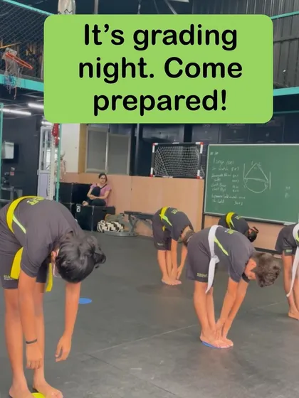 A reminder for grading night. Students come prepared, in full uniform, ready to demonstrate their progress. It's a formal and important part of their development.
