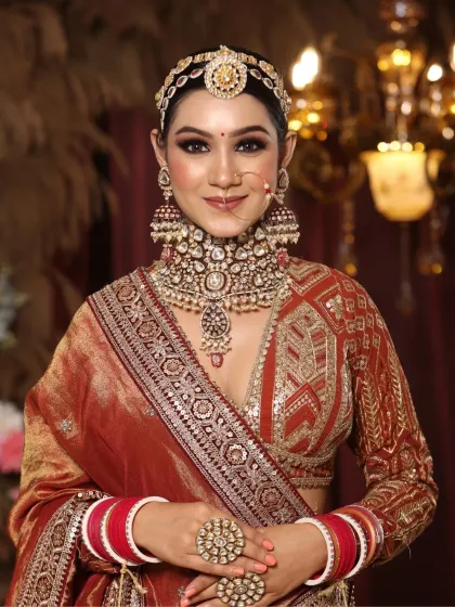 Another portrait of the bride, showcasing her regal vibe. The makeup is timeless and powerful, designed to make her feel like royalty.