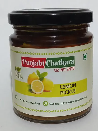 This is the 500gm jar of my homemade Lemon Pickle. It's made without any added preservatives, ensuring a natural and authentic taste.