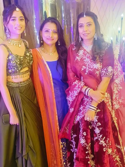 With the lovely bride and her mother at the engagement ceremony. It's always a pleasure to celebrate with the entire family and be part of their cherished moments.
