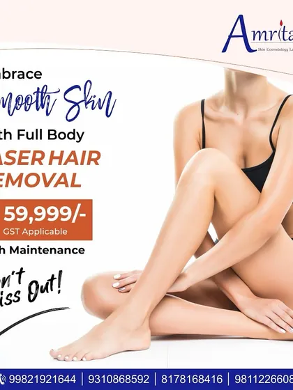 Embrace silky-smooth skin all over. We make full body laser hair removal accessible with comprehensive packages that include maintenance sessions for long-lasting, hair-free confidence.
