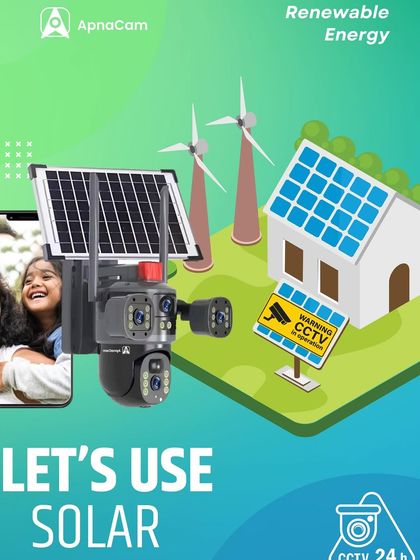 This graphic illustrates the power of solar energy for 24/7 security. My 3-lens 4G solar camera provides complete coverage for homes and remote areas, independent of the power grid.