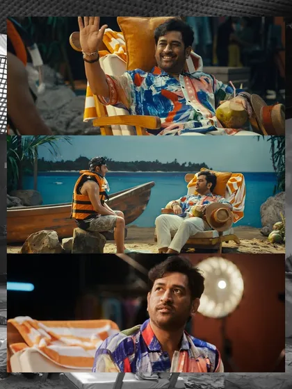 A collage of the final shots of MS Dhoni from the Cleartrip ad. Our lighting created a warm, sunny feel that matched the vacation theme.