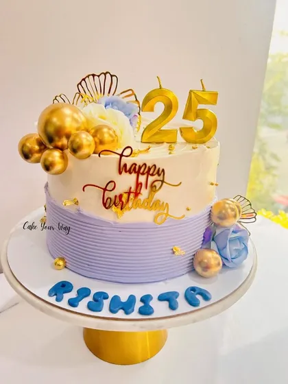 Making a 25th milestone birthday bright and beautiful with this lavender and gold creation.